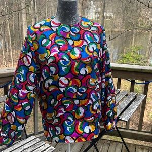 LaChine Classic by Galinda Wang Vintage colorful blouse shirt long sleeve button